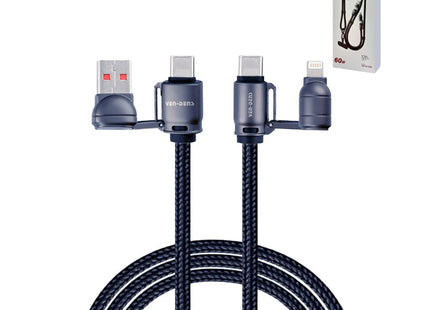 4 in 1 Multi Fast Charging Cable 60w - USB A/C to Lightning & USB C - 1.2m (VD-DCS03)