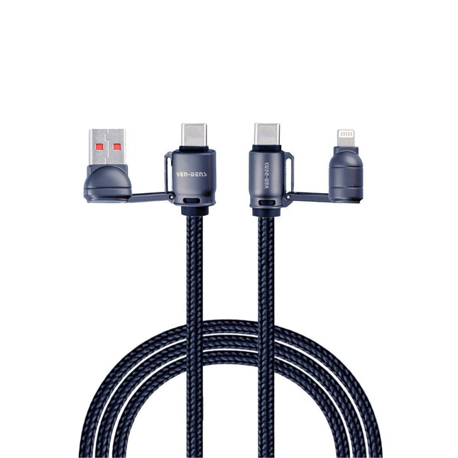4 in 1 Multi Fast Charging Cable 60w - USB A/C to Lightning & USB C - 1.2m (VD-DCS03)