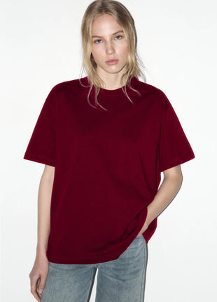 Arrival Cotton Crew-Neck Solid-Color Versatile T-Shirt
