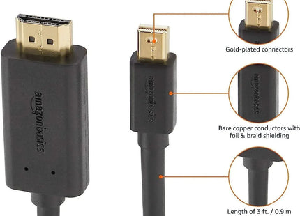 Mini DisplayPort to HDMI Cable Works With MacBook, MS Surface Dock 0.9m/3ft Male