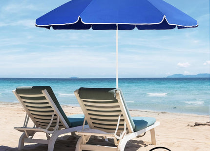 Tilting Beach Umbrella 1.6m UV20+ Portable Sun Shade Blue Sekey