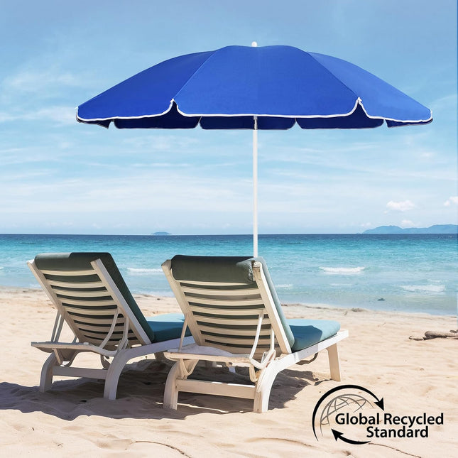 Tilting Beach Umbrella 1.6m UV20+ Portable Sun Shade Blue Sekey