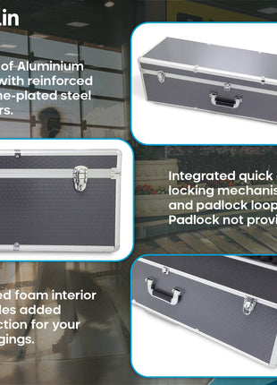 Maplin Plus Aluminium 270 x 850 x 295mm Flight Case - Black