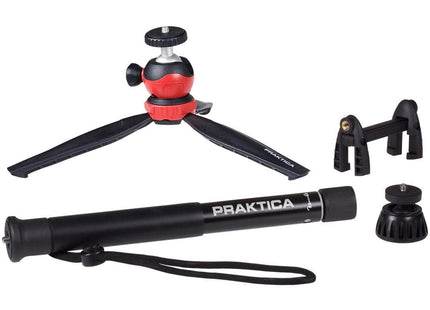 PRAKTICA Vloggers Desktop Tripod Kit with Phone Mount and Monopod Adapter - Black