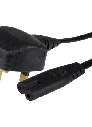 Maplin Power Lead IEC C7 Fig 8 2 Pin Plug to UK 3 Pin Mains Plug - 2m, 3 Amp Fuse