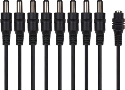Maplin 8 Way Power Splitter Cable DC 1x Female 8x Male 5.5 x 2.1mm Plug for CCTV - Black