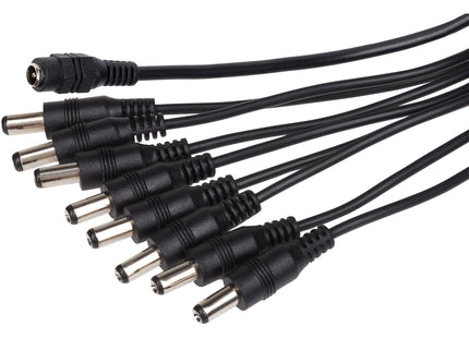 Maplin 8 Way Power Splitter Cable DC 1x Female 8x Male 5.5 x 2.1mm Plug for CCTV - Black