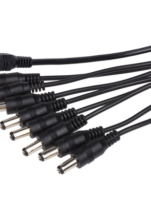 Maplin 8 Way Power Splitter Cable DC 1x Female 8x Male 5.5 x 2.1mm Plug for CCTV - Black