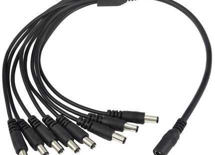 Maplin 8 Way Power Splitter Cable DC 1x Female 8x Male 5.5 x 2.1mm Plug for CCTV - Black