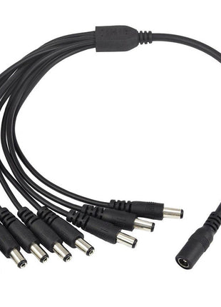 Maplin 8 Way Power Splitter Cable DC 1x Female 8x Male 5.5 x 2.1mm Plug for CCTV - Black