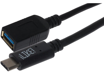 Maplin USB-C to USB-A 3.1 Gen 1 Female Adapter - Black, 14cm