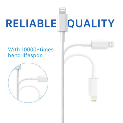 Premium iPhone USB-A to Lightning Charging Cable MFi Certified 2m Each 2 Pack