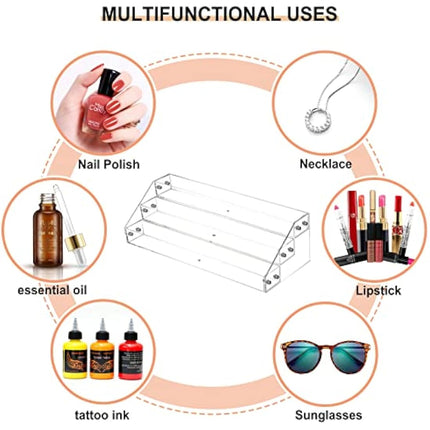 BTremary 3 Packs Clear Nail Polish Organiser Stand Shelf Rack, Acrylic Display Stand For Sunglasses Essential Oils, Paint Organiser Rack, Nail Varnish Storage to 36 Bottles (Fit 1-2oz Bottles)