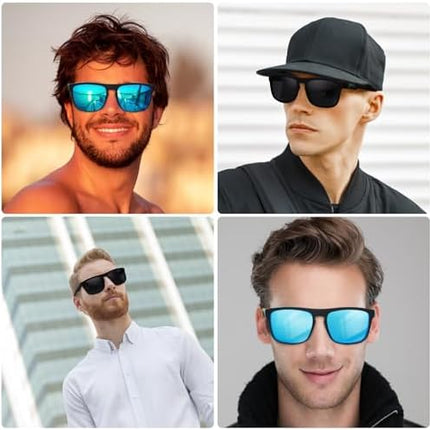 2pcs Sunglasses Mens, UV400 Protection Polarised Sunglasses Retro Sun Glasses Outdoors Sports Golf Cycling Fishing Hiking Eyewear sunglasses for Men