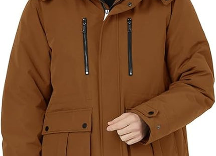 Mens Long Winter Puffer Jacket Windproof Cotton Padded Brown Size S