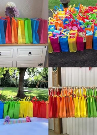 BOENFU 30 Pcs Party Bags with Handles Non-Woven Gift Tote Bags Toy Goody Sweet Gift Bags for Kids' Birthday, Halloween, Christmas, Thanks Giving Days, Wedding Party Supplies (Colourful)