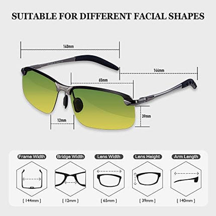 B BLOOMOAK Day Night Driving Glasses- Anti-Glare Night Vision Glasses Men Polarized Sunglasses for Fishing Driving Filter Dazzling Glare from Headlights