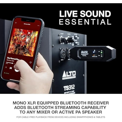 ALTO Bluetooth Total 2 XLR Equipped Rechargeable Bluetooth Receiver For Mixing Desk, Audio Mixer Setups and Active PA Systems