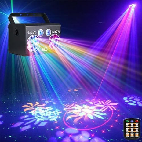 All in One Disco Lights LED Stage Lights DMX512, 16 Eyes Strobe DJ Lights, Sound Activated, Party Decoration for Birthday, Wedding, Events, Christmas, Halloween, Bar, Pub, Karaoke