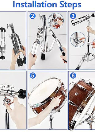aleawol 10-15 Inch Snare Drum Stand, Double Braced Tripod Snare Stand Adjustable Height 16-22 Inch, Foldable Drum Pad Stand for Practice and Stage Performance