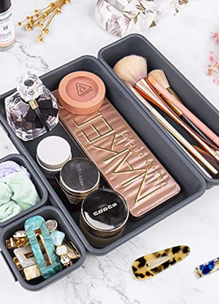 Addis 8pcs Interlocking Drawer Organiser Plastic Storage Trays Dividers for Kitchen Office Desk Make-Up Clothing Jewellery Craft Bathroom organising, White