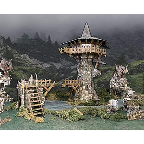 Battle Systems - Modular Fantasy Scenery - Perfect for Roleplaying and Wargames - Multi Level Tabletop Terrain for 28 mm Miniatures - Colour Printed Model Diorama - DnD Warhammer (Wizards Tower)
