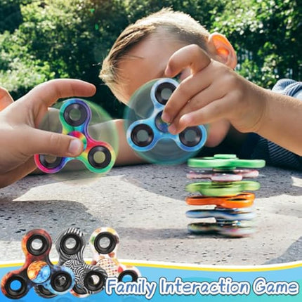 12PCS Fidget Spinner Toy Bulk Age 3+ for Kids Adults, Metal Tri-Spinner Fidget Toy Set, Sturdy Hand Spinner for Stress Relief, Christmas Party Favors Supplies Goodie Bag Stuffers Classroom Prize