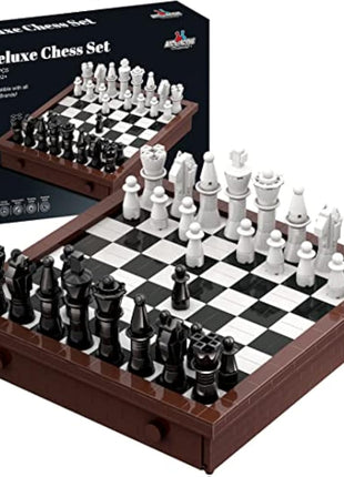 APOSTROPHE Games Building Block Deluxe Chess Set - 1,024 Pcs - Build Your own Chess Pieces & Board, Compatible with All Major Building Blocks