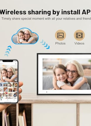 32 GB Digital Photo Frame WiFi,10.1 Inch Digital Picture Frame,1280x800 IPS HD Touch Screen Electronic Digital Frame,Auto-Rotate,Easy to Share Photos or Videos Anywhere