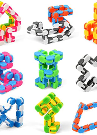 24-Pack 24 Links Wacky Tracks Toys, Puzzle Toy, Snap and Click Toys Snake Fidget Toys Click Sensory Toys for Stress Relief Party Bag Fillers