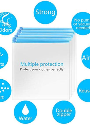 10Pack Travel Space Saver Bags (4 x S, 3 x L, 3 xL), Reusable KFYM Vacuum Travel Storage Bag, Saves 75% of Storage Space, Roll-Up Compression, No Need For Vacuum Machine Or Pump
