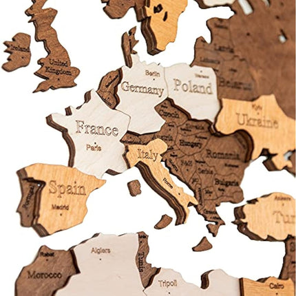 Woodvio 3D Wooden World Map, Decorative Wall Art for Home and Office Décor - size Medium (120x62cm)