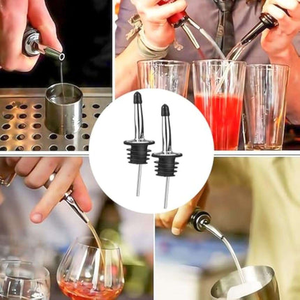 Drink Pourers Stainless Steel with Stoppers for Oils, Whiskey & Cocktails 2PK