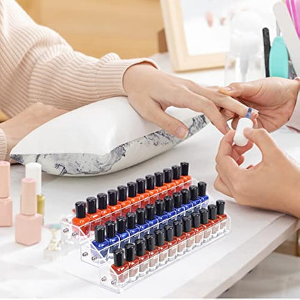 BTremary 3 Packs Clear Nail Polish Organiser Stand Shelf Rack, Acrylic Display Stand For Sunglasses Essential Oils, Paint Organiser Rack, Nail Varnish Storage to 36 Bottles (Fit 1-2oz Bottles)