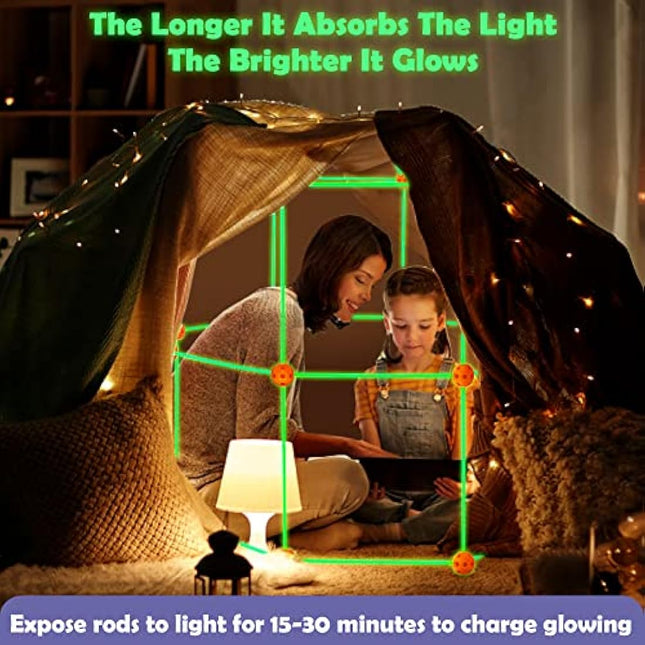 130 Pcs Fort Building Kit for Kids - Glow in the Dark, Kids Construction Toys for Age 5-10, DIY Den Building Kit for Boys & Girls, STEM Building Toys - Creative Fort, Play Tent Outdoor