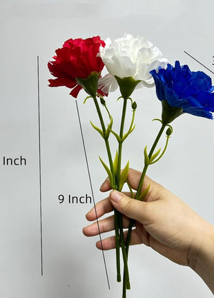 11 Inch Bouquets 10 Stem Carnations,Outdoor UV Resistant No Fade Artificial Flower,Mini Carnation Silk Petals Fake Flowers Forever Plants for Photo Props Home Party and Wedding Decor (Red-10)