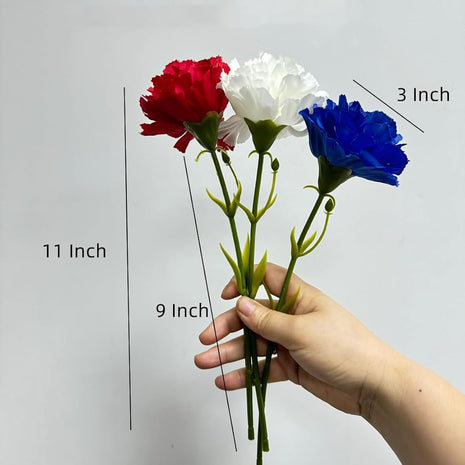 11 Inch Bouquets 10 Stem Carnations,Outdoor UV Resistant No Fade Artificial Flower,Mini Carnation Silk Petals Fake Flowers Forever Plants for Photo Props Home Party and Wedding Decor (Red-10)