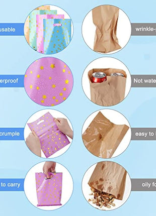 BOENFU 60 Pcs Party Gift Bags With Thank You Stickers - 6 Colors Starry Goodie Favor Treat Bags With Handle for Christmas, Halloween, Birthday, Wedding