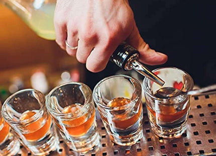 Drink Pourers Stainless Steel with Stoppers for Oils, Whiskey, Cocktails 12 Pack