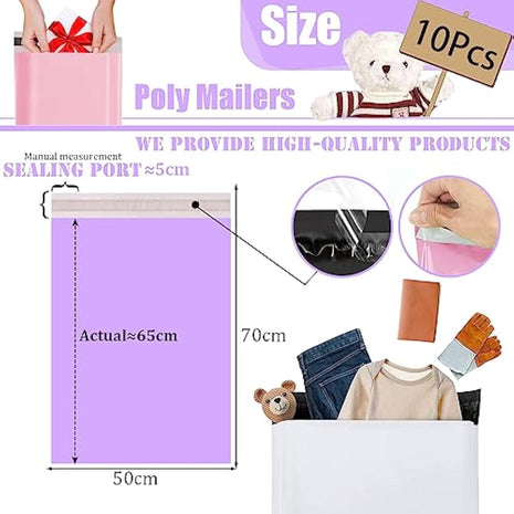 10pcs 50x70cm Purple Vinted Postage Bags Mailing Bags for Clothes,Mailing Poly Postal Self Seal Bags,Large Parcel Shipping Bags Strong Packaging Bag Delivery Bags Plastic Envelopes for Posting Clothes