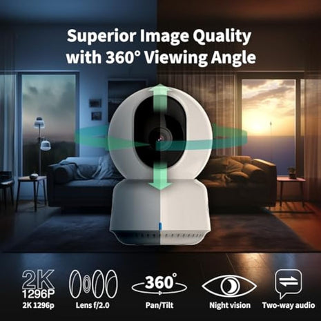 Aqara 2K Indoor Security Camera E1, Pan & Tilt, HomeKit Secure Video Indoor Camera, Two-Way Audio, Night Vision, Person Tracking, Wi-Fi 6, Plug-in Cam Supports HomeKit, Alexa, Google Home and IFTTT