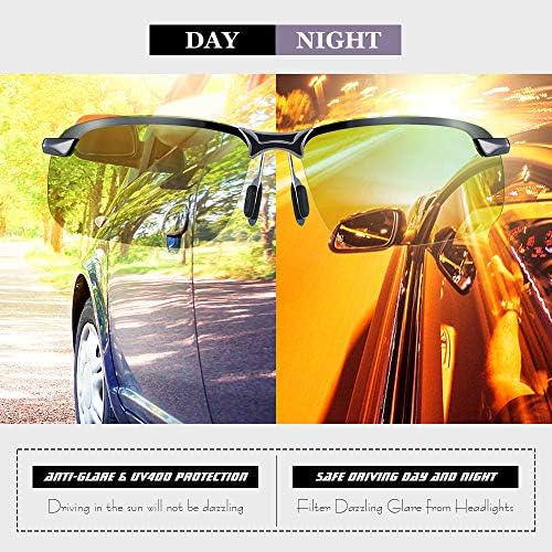 B BLOOMOAK Day Night Driving Glasses- Anti-Glare Night Vision Glasses Men Polarized Sunglasses for Fishing Driving Filter Dazzling Glare from Headlights
