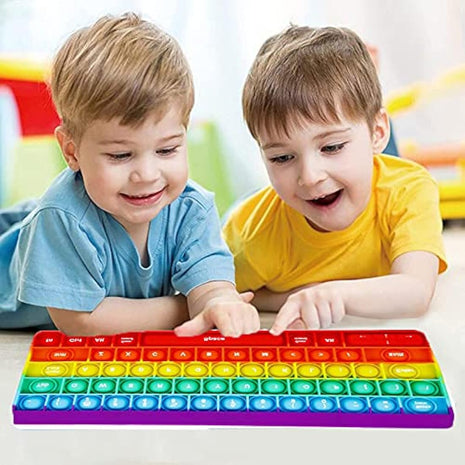 Aionly Pop Keyboard Fidget Toy,Christmas Fidget Toys, Push Stress Reliever Anxiety Relief It Sensory Toys for Autism,Bubble Keyboard with Letters Numbers Fidgets for Girls/Boys (Rainbow Keyboard)