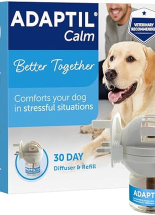 Adaptil Calm Home Diffuser For Dogs With 30 Day Refill, Adaptil Dog Calming Plug In Pheromone Diffuser To Help Reduce Anxiety And Stress In Pet Dogs, Pet Diffuser Helps Anxious Dogs Stay Calmer