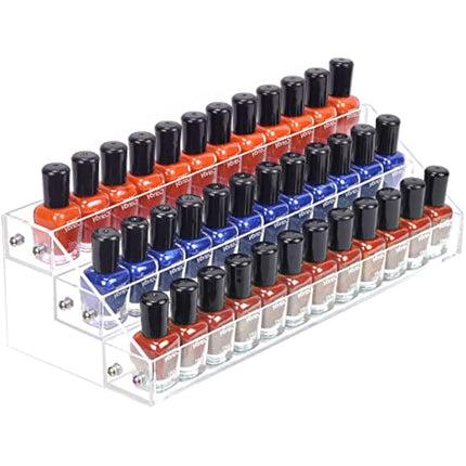 BTremary 3 Packs Clear Nail Polish Organiser Stand Shelf Rack, Acrylic Display Stand For Sunglasses Essential Oils, Paint Organiser Rack, Nail Varnish Storage to 36 Bottles (Fit 1-2oz Bottles)