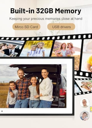 32 GB Digital Photo Frame WiFi,10.1 Inch Digital Picture Frame,1280x800 IPS HD Touch Screen Electronic Digital Frame,Auto-Rotate,Easy to Share Photos or Videos Anywhere