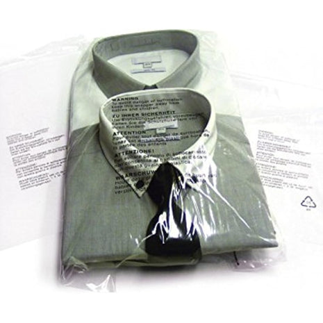 100 Clear Plastic SELF Seal Garment Clothing Bags with Safety Warning RESEALABLE Peel & Seal Polypropylene Clothes T-Shirt Shirt Display Postal Packing Postage Sacks MAILERS SABCO (10" x 12")