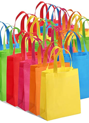 BOENFU 30 Pcs Party Bags with Handles Non-Woven Gift Tote Bags Toy Goody Sweet Gift Bags for Kids' Birthday, Halloween, Christmas, Thanks Giving Days, Wedding Party Supplies (Colourful)
