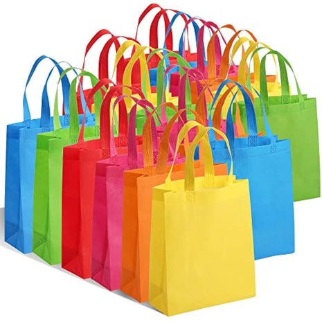 BOENFU 30 Pcs Party Bags with Handles Non-Woven Gift Tote Bags Toy Goody Sweet Gift Bags for Kids' Birthday, Halloween, Christmas, Thanks Giving Days, Wedding Party Supplies (Colourful)