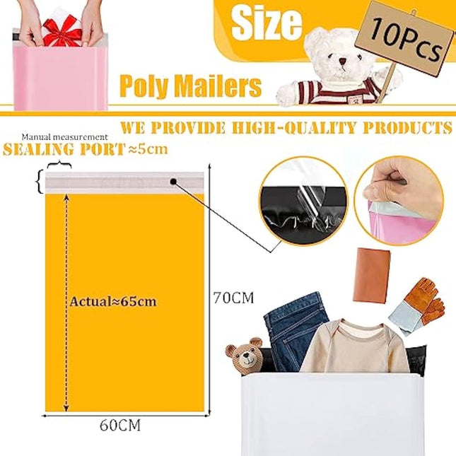 10pcs 60x70cm Yellow Vintage Postage Bags - Self Seal Mailing Bags for Clothes & Parcels